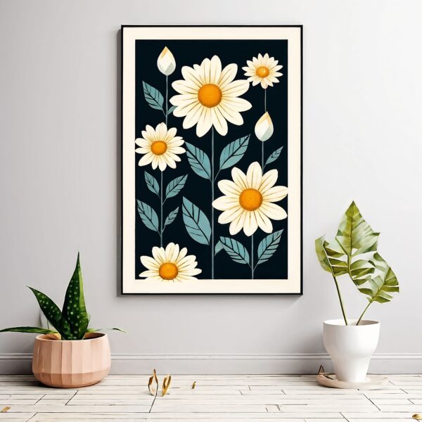 Floral design card Simple geometric flowers poster Natural leaves pattern with simple colors