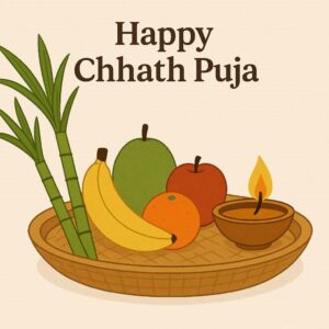 Happy chhath puja holiday background for sun festival of india