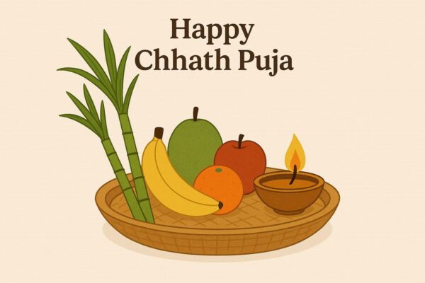 Happy chhath puja holiday background for sun festival of india