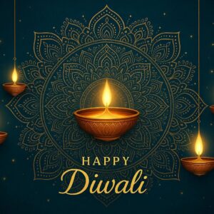 Diwali illustration with diya, Creative Diwali decorative diya illustration, Happy Diwali post design, Diwali or Dipavali festival, Colorful happy Diwali Instagram post