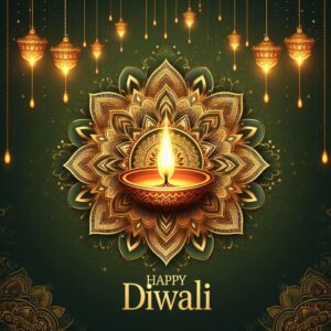 Diwali illustration with diya, Creative Diwali decorative diya illustration, Happy Diwali post design, Diwali or Dipavali festival, Colorful happy Diwali Instagram post