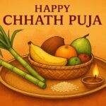 Happy chhath puja holiday background for sun festival of india