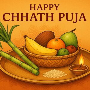 Happy chhath puja holiday background for sun festival of india