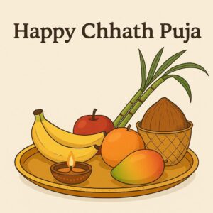 Happy chhath puja holiday background for sun festival of india