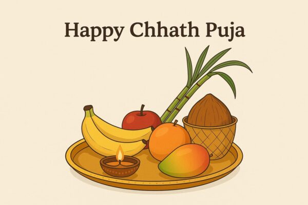 Happy chhath puja holiday background for sun festival of india