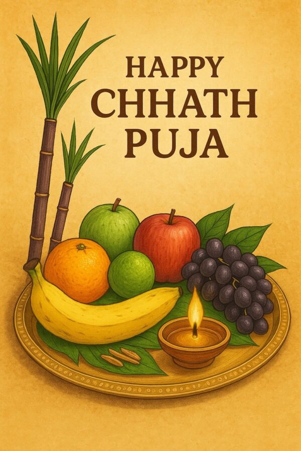 Happy chhath puja holiday background for sun festival of india