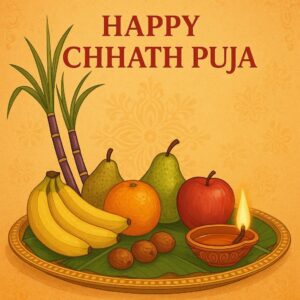 Happy chhath puja holiday background for sun festival of india