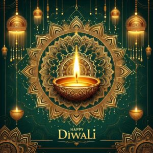 Diwali illustration with diya, Creative Diwali decorative diya illustration, Happy Diwali post design, Diwali or Dipavali festival, Colorful happy Diwali Instagram post