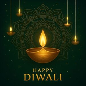 Diwali illustration with diya, Creative Diwali decorative diya illustration, Happy Diwali post design, Diwali or Dipavali festival, Colorful happy Diwali Instagram post