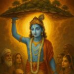 Happy govardhan puja indian festival celebration greeting background,