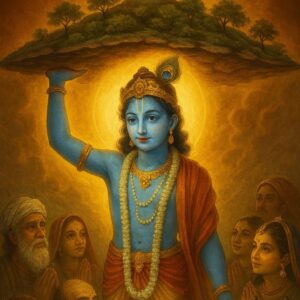 Happy govardhan puja indian festival celebration greeting background,