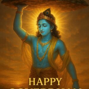 Happy govardhan puja indian festival celebration greeting background,