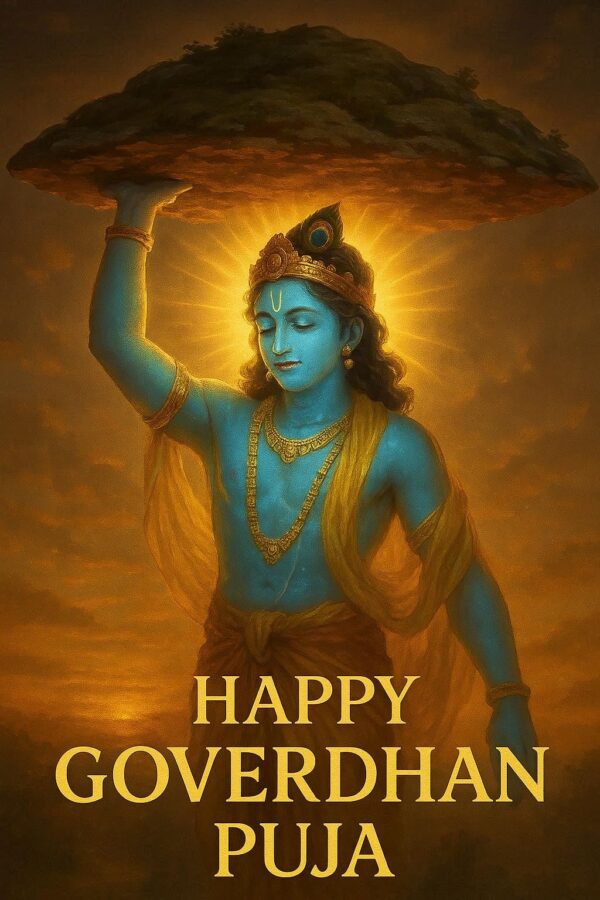 Happy govardhan puja indian festival celebration greeting background,