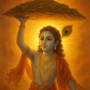 Happy govardhan puja indian festival celebration greeting background,