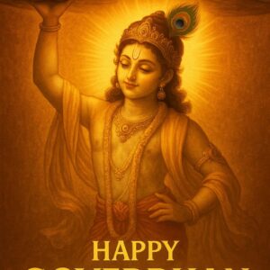 Happy govardhan puja indian festival celebration greeting background,