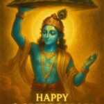 Happy govardhan puja indian festival celebration greeting background,