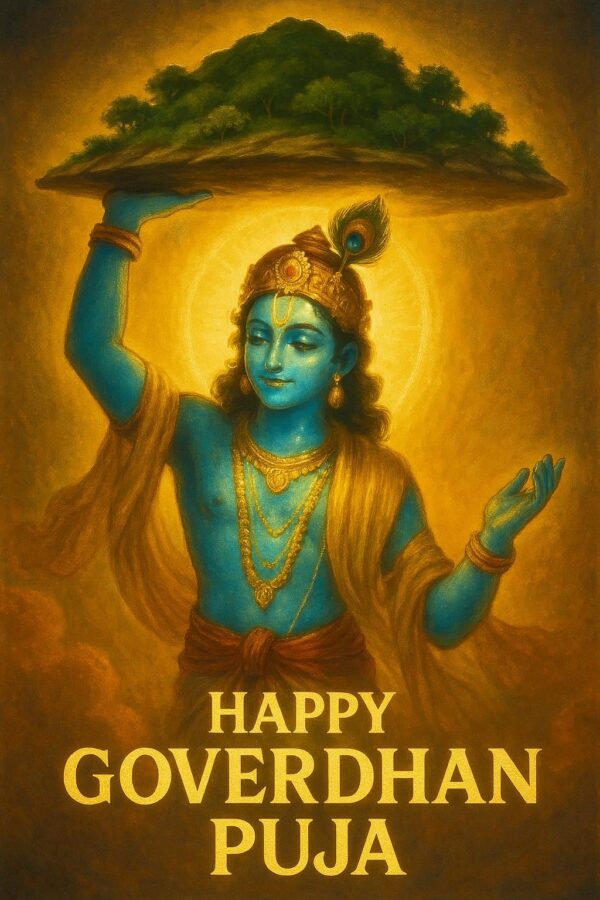 Happy govardhan puja indian festival celebration greeting background,