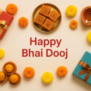 Illustration of Indian festival Bhai Dooj Greeting Card,poster,Template Design,Happy Bhai Dooj festival, Bhaiya Tika celebration creative poster design. Brother and sister bond