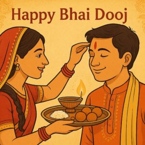 Illustration of Indian festival Bhai Dooj Greeting Card,poster,Template Design,Happy Bhai Dooj festival, Bhaiya Tika celebration creative poster design. Brother and sister bond
