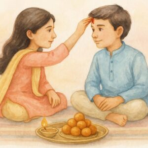 Illustration of Indian festival Bhai Dooj Greeting Card,poster,Template Design,Happy Bhai Dooj festival, Bhaiya Tika celebration creative poster design. Brother and sister bond