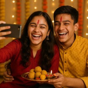 Illustration of Indian festival Bhai Dooj Greeting Card,poster,Template Design,Happy Bhai Dooj festival, Bhaiya Tika celebration creative poster design. Brother and sister bond