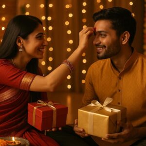 Illustration of Indian festival Bhai Dooj Greeting Card,poster,Template Design,Happy Bhai Dooj festival, Bhaiya Tika celebration creative poster design. Brother and sister bond