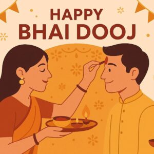 Illustration of Indian festival Bhai Dooj Greeting Card,poster,Template Design,Happy Bhai Dooj festival, Bhaiya Tika celebration creative poster design. Brother and sister bond