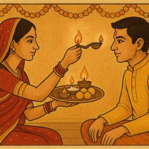 Illustration of Indian festival Bhai Dooj Greeting Card,poster,Template Design,Happy Bhai Dooj festival, Bhaiya Tika celebration creative poster design. Brother and sister bond