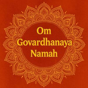 Elegant Annakut greeting card, Happy govardhan puja indian festival celebration greeting background,Families celebrating Goverdhan Puja,Devotees arranging Annakut food offerings in front of Lord Krishna idol,Families celebrating Goverdhan Puja at home with traditional rituals