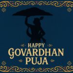 Minimalist Goverdhan Puja poster – Line art of Krishna lifting mountain, Elegant Annakut greeting card, Happy govardhan puja indian festival celebration greeting background,Families celebrating Goverdhan Puja,Devotees arranging Annakut food offerings in front of Lord Krishna idol,Families celebrating Goverdhan Puja at home with traditional rituals