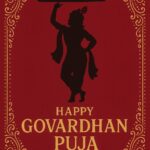 Minimalist Goverdhan Puja poster – Line art of Krishna lifting mountain, Elegant Annakut greeting card, Happy govardhan puja indian festival celebration greeting background,Families celebrating Goverdhan Puja,Devotees arranging Annakut food offerings in front of Lord Krishna idol,Families celebrating Goverdhan Puja at home with traditional rituals