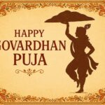 Minimalist Goverdhan Puja poster – Line art of Krishna lifting mountain, Elegant Annakut greeting card, Happy govardhan puja indian festival celebration greeting background,Families celebrating Goverdhan Puja,Devotees arranging Annakut food offerings in front of Lord Krishna idol,Families celebrating Goverdhan Puja at home with traditional rituals