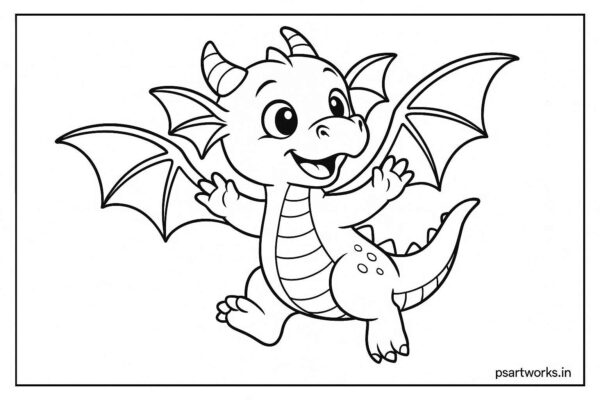 Dragon coloring page for kids