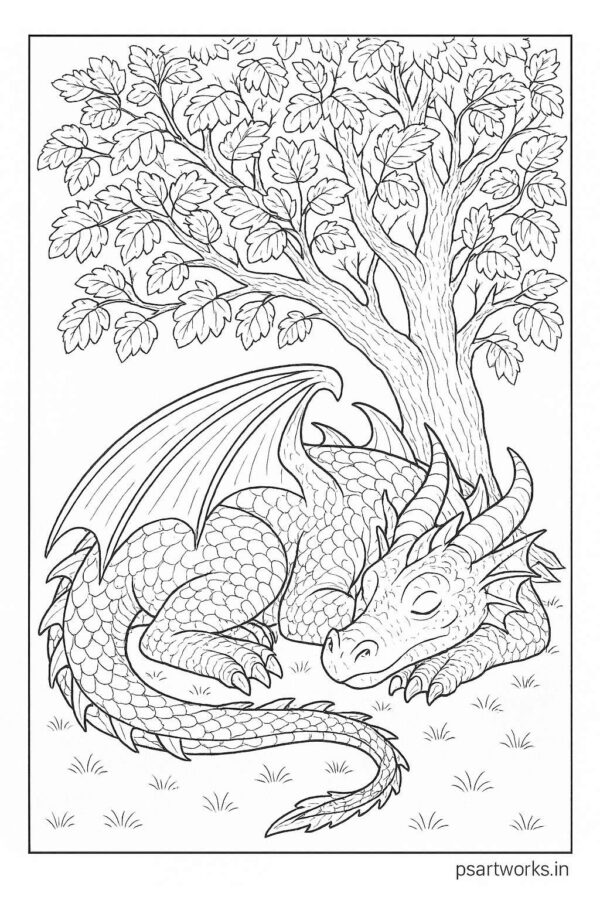 Dragon coloring page for kids