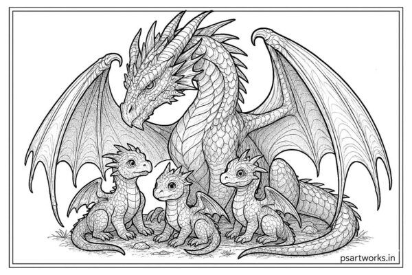 Dragon coloring pages for kids
