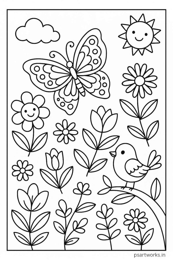 Floral Coloring Pages For Kids
