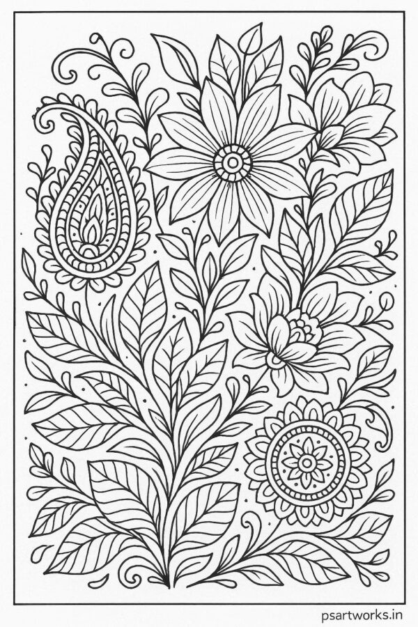 Floral design coloring pages for Adults