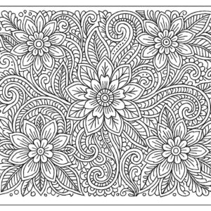 Floral design coloring pages for Adults