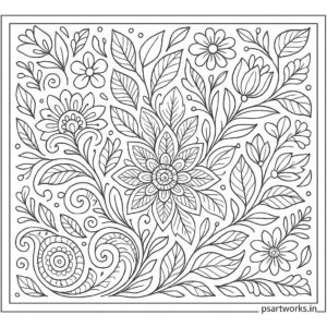 Floral design coloring pages for Adults