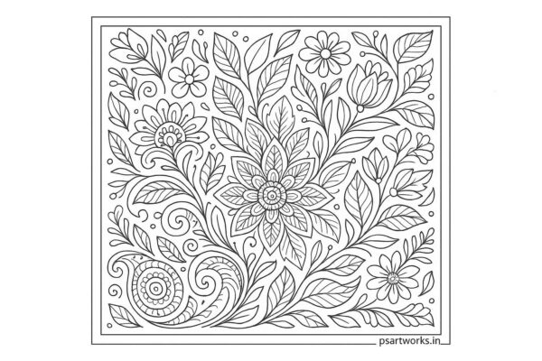 Floral design coloring pages for Adults