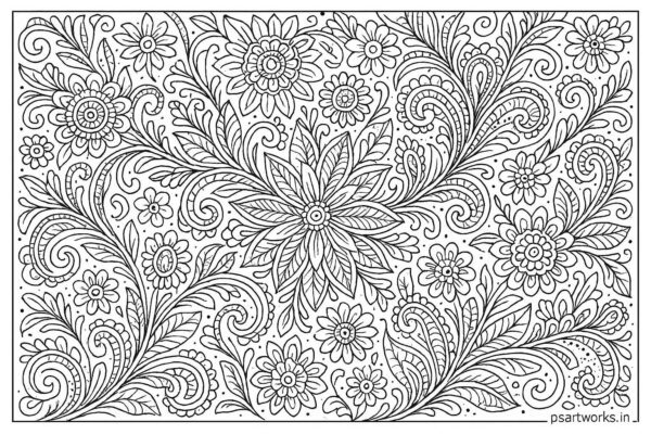 Floral design coloring pages for Adults