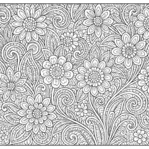 Floral design coloring pages for Adults
