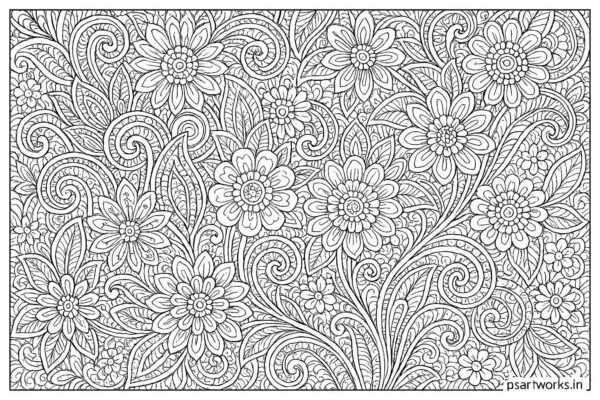 Floral design coloring pages for Adults