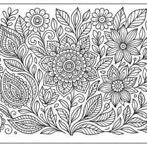 Floral design coloring pages for Adults