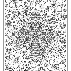 Floral design coloring pages for Adults