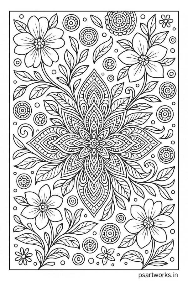 Floral design coloring pages for Adults