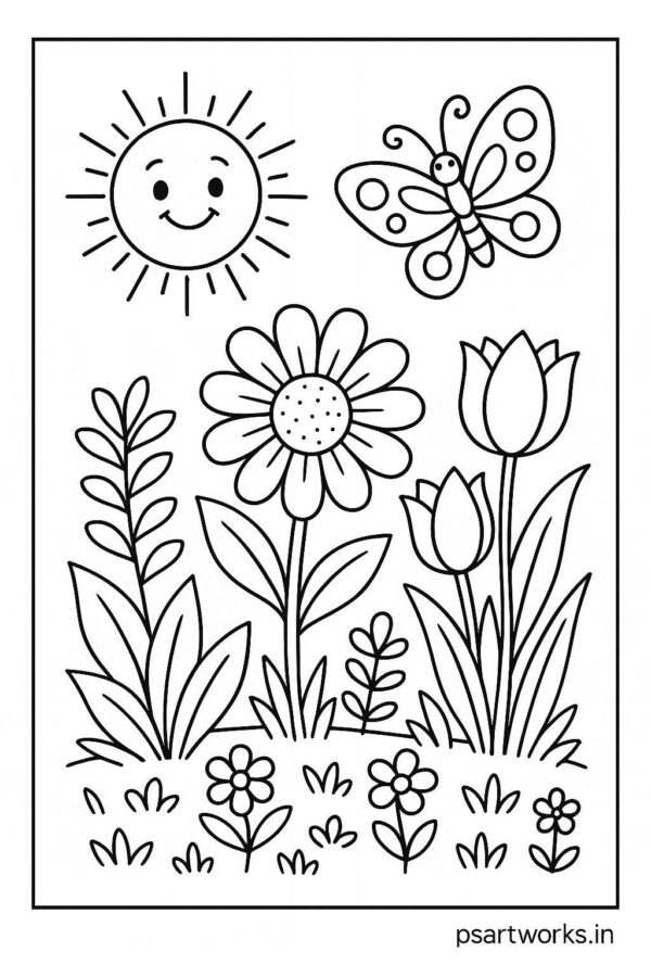 Flowers And Trees Coloring Pages