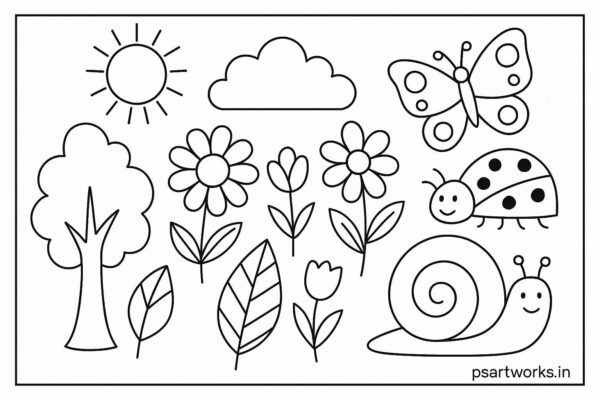 Flowers And Trees Coloring Pages