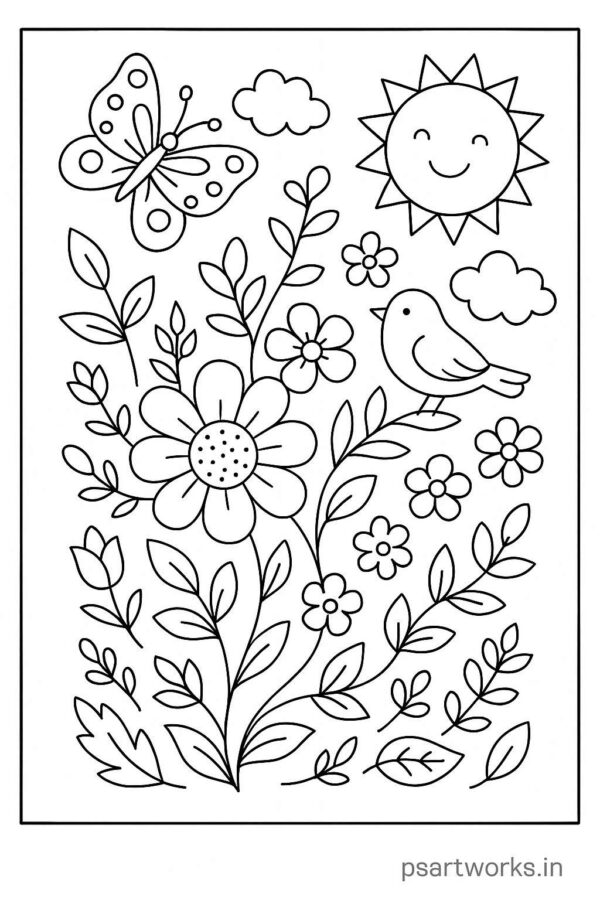 Flowers And Trees Coloring Pages