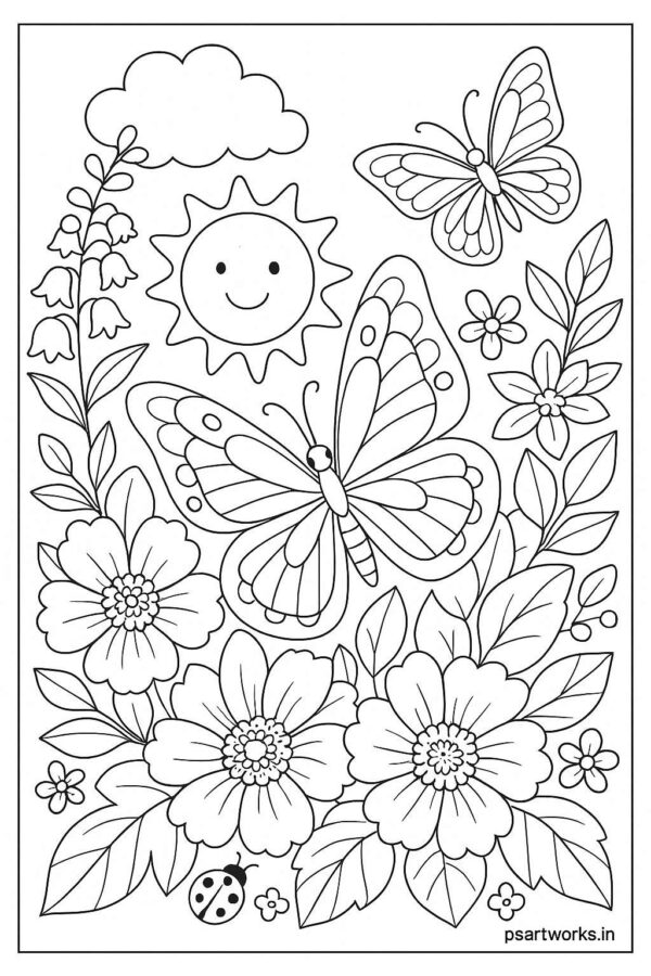 Flowers And Trees Coloring Pages